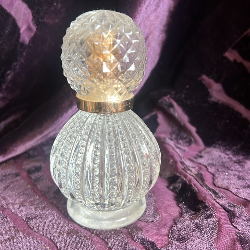 Vintage Glass Perfume Bottle with Gold accents